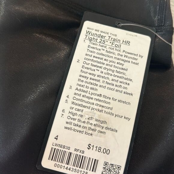 Lululemon Wunder Train‎ High-Rise Tight 25" Foil size 4 Foil Black NWT - Picture 4 of 6
